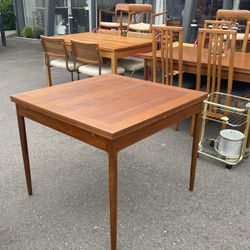 Danish Teak Extending Drawleaf Square Dining Table - “SOLD”