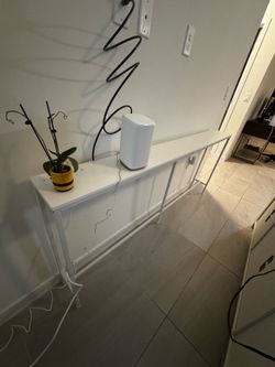 Modern White Console Table with Built-In Power Outlets & USB Ports