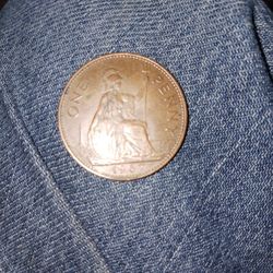 One Penny 1967 Elizabeth Coin