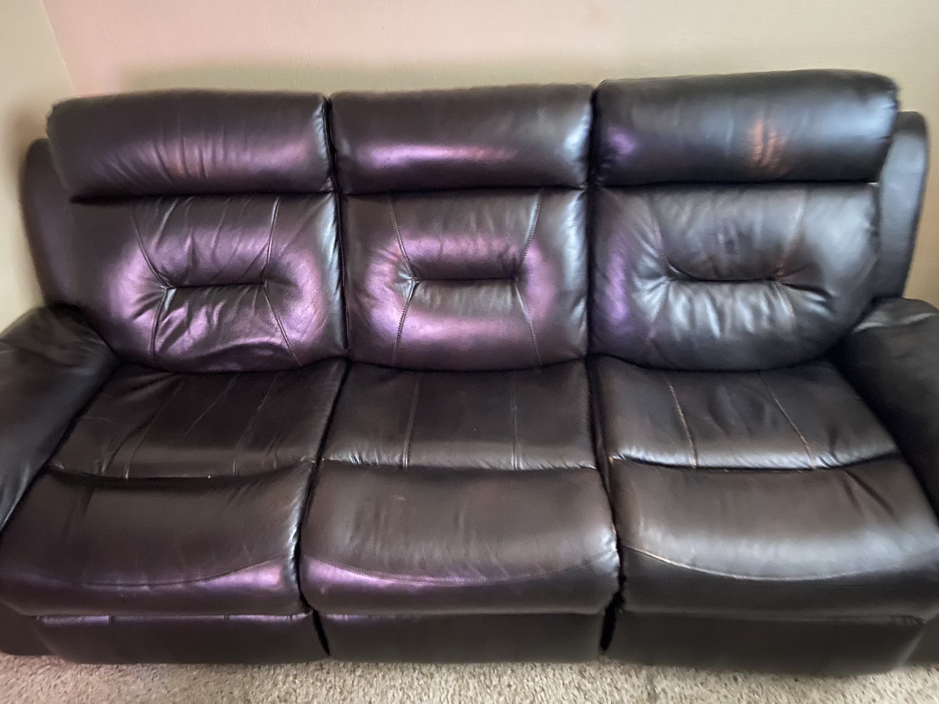 Leather couch good condition one year old  250 OBO