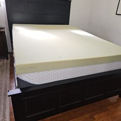 Black Wooden Frame Bed And Mattress 