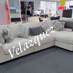 ✅️✅️3 pc beige wide welt corduroy fabric modular sectional✅️✅️ pillows not included✅️