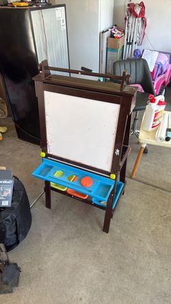 Kids Wooden Art Easel with Tray dry erase and chalk