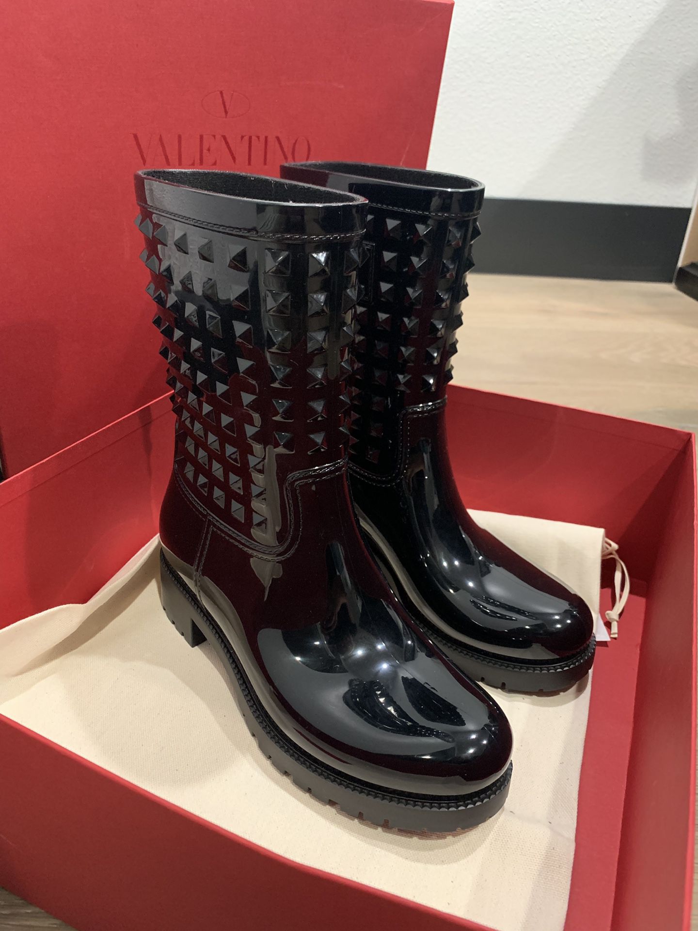 Valentino Rockstud rain boots