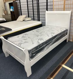 Twin white bed frame