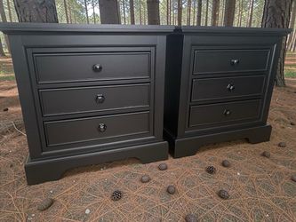 Huge Hamilton Nightstands Solid Wood Black Satin 30x19x30 3 Drawers New