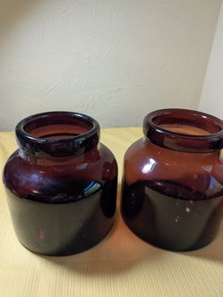 Large glass vases pair purple