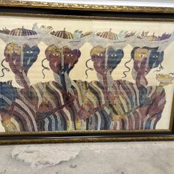 Professionally Framed Batik artwork Painting 5ft by  3.5ft 
