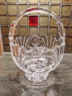 Vintage Crystal Footed Basket With Handle