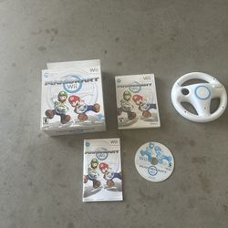 Wii Mario Kart And Wheel Like New