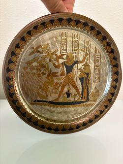Egyptian Etched Brass Decorative Plate