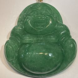 14K Gold | Natural Jade Buddha Pendant 