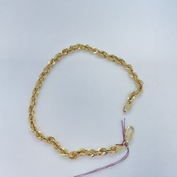 Gold Bracelet Rope Hollow 10K Gold 