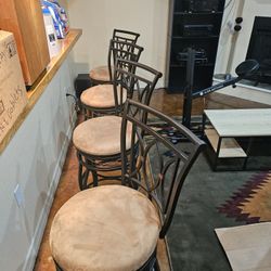 4 Elegant Velvet Seat Swivel Bar Stools