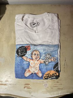 paper 8 brand 100% cotton Nirvana t-shirt hand drawn screen print