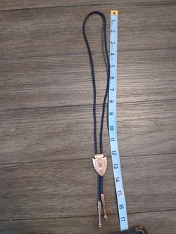 Mens Bolo Tie With Copper Slide