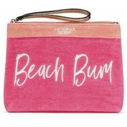 Victoria's Secret 'Beach Bum' Bag Zipper Pouch Pink One Size Women's Juniors