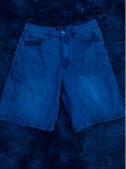Blue washed denim men shorts