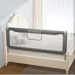 FAMILL Bed Rail for Toddlers, 2 Minutes Assembly Foldable Guard for Baby, Toddler Bed Rails Suitable for Queen/King/Full/Twin Size, Grey, 74.8", 1 Sid
