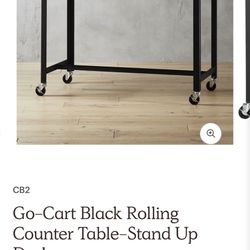 CB2 EXCLUSIVE Go-Cart Black Rolling Counter Table-Stand Up Desk
