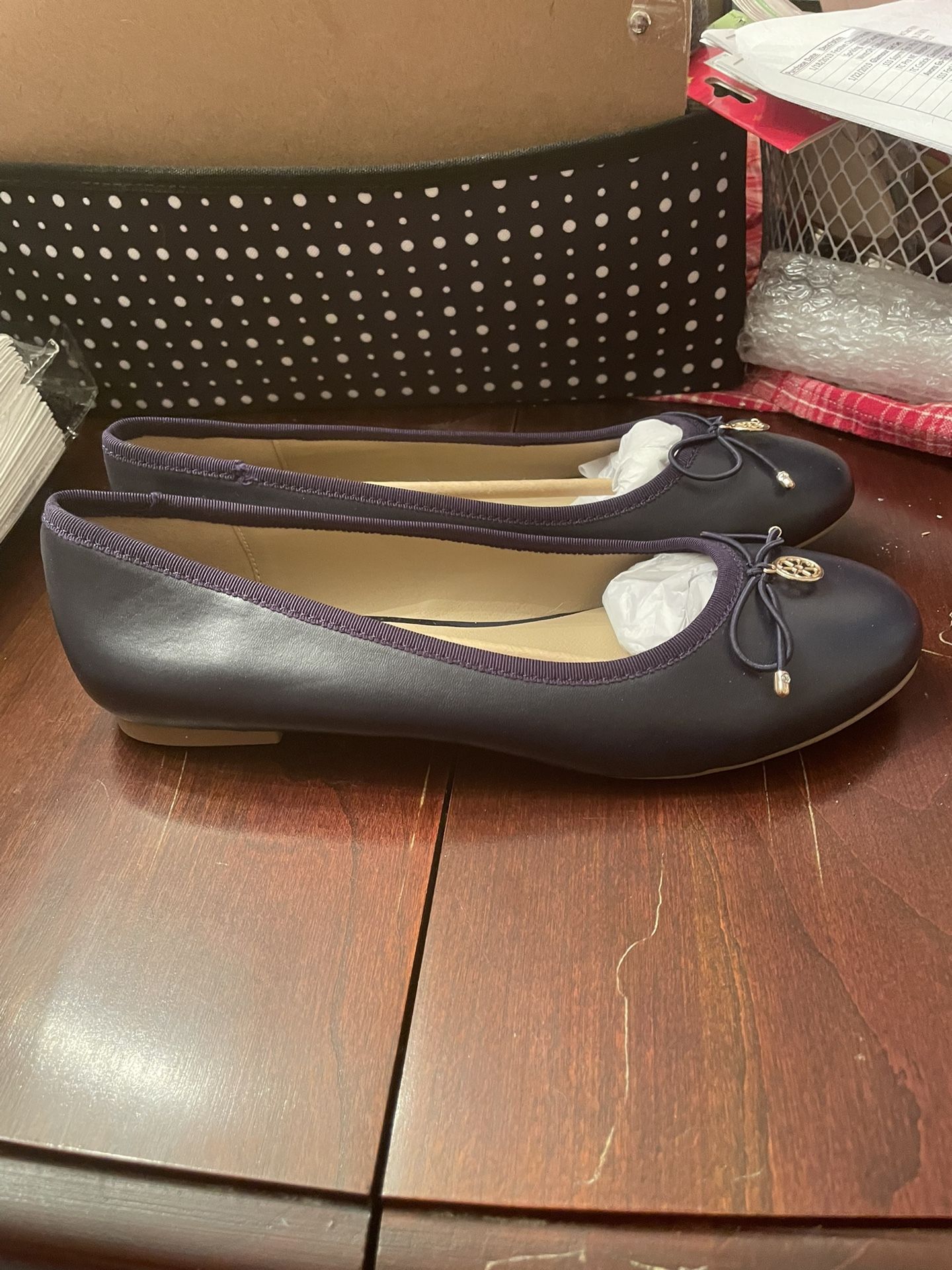 Ladies Navy Ballet Flats Size 8
