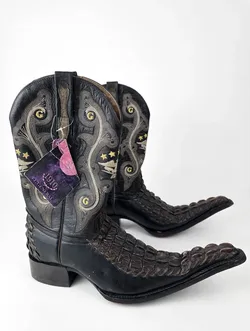 Botas vaqueras 1910 El General negras estilo cocodrilo - Talla 8 US
