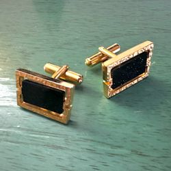 Vintage  gold tone   blue goldstone  cufflinks