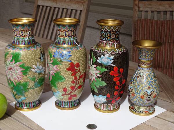 4 Cloisonné Vases