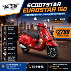 🔥 Scooter ScootStar Eurostar 150 con Inyección de Gasolina 🛵