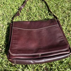 Genuine Leather Messenger Bag, Supple Dark Brown Laptop Satchel - LIKE NEW