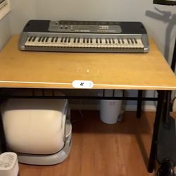 Small Tan &  Black Metal Wooden Table 