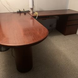 Solid Redwood Mahogany Office Desk