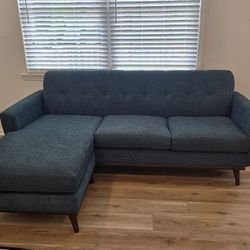 Teal Reversible Chaise Sectional 