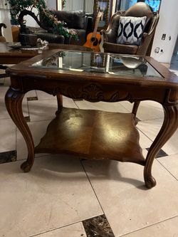 Glass wood table
