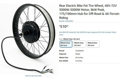 5000w ebike hub motor 20x4.0