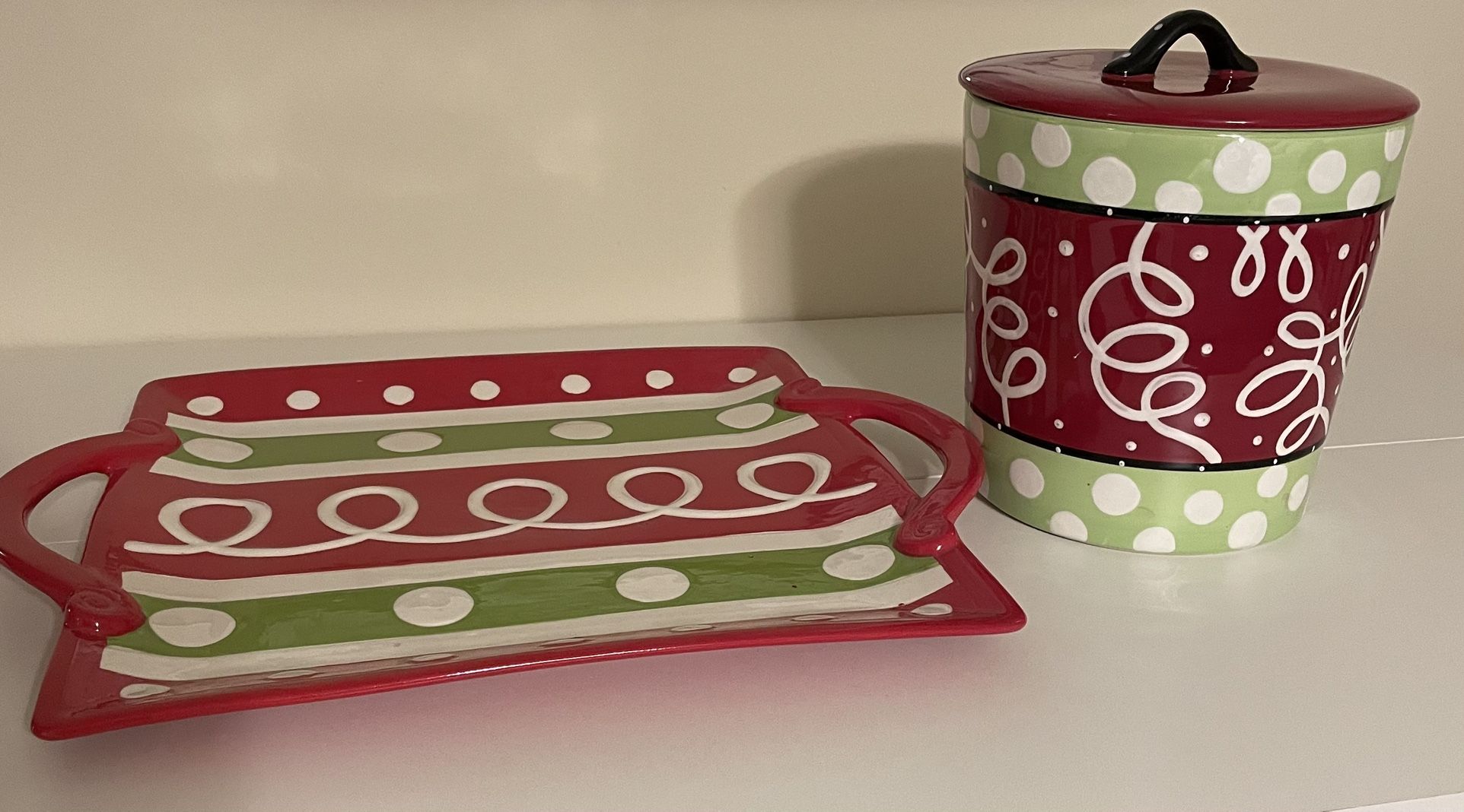 Matching Holiday Serving Tray and Holiday Ice Bucket 
