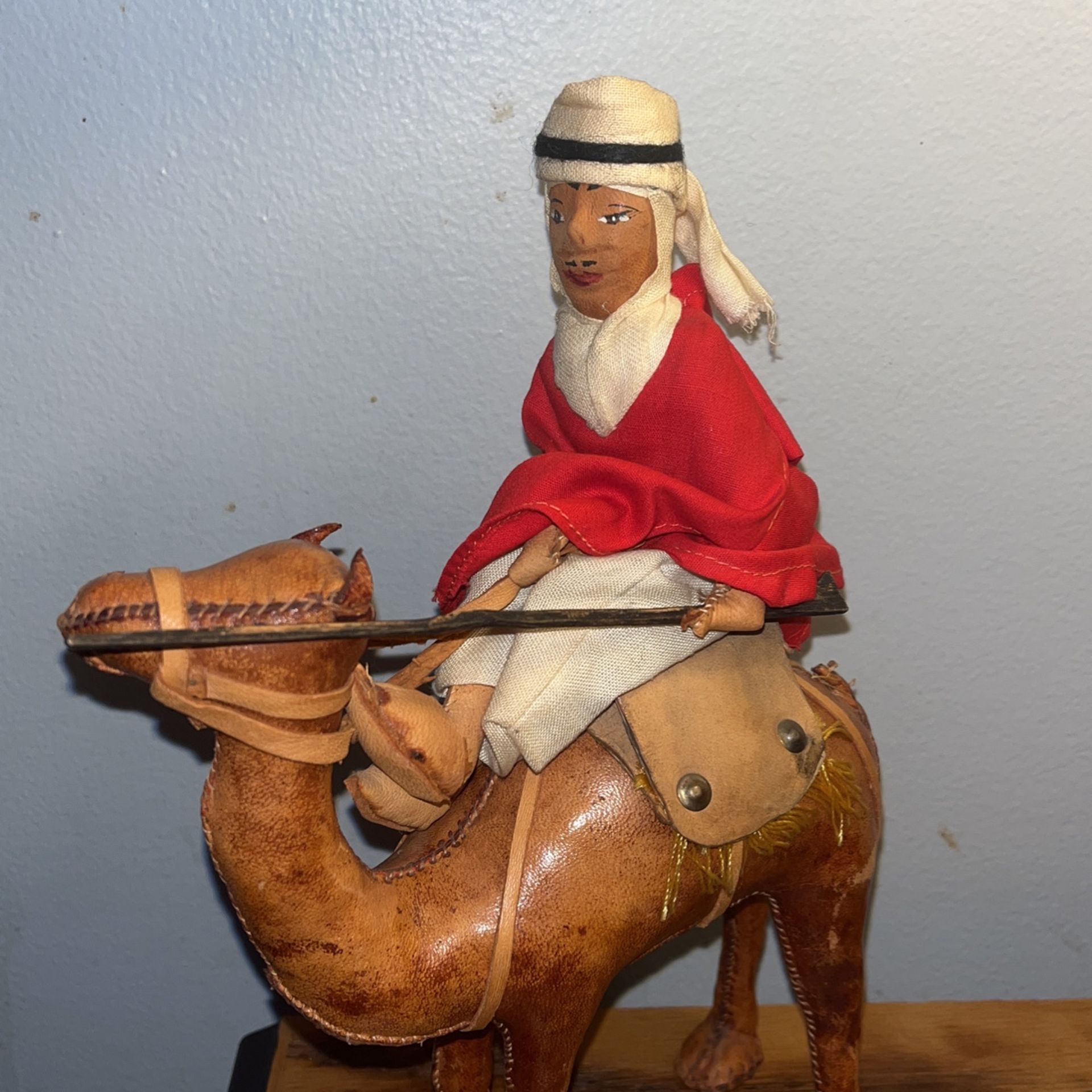 Vintage Leather Doll Camel Arabian Rider
