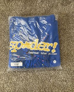 Sp5der Hoodie Blue And Yellow 