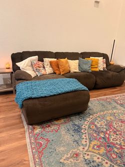 Large Brown Reclining Sectional with Chaise – $250 OBO
