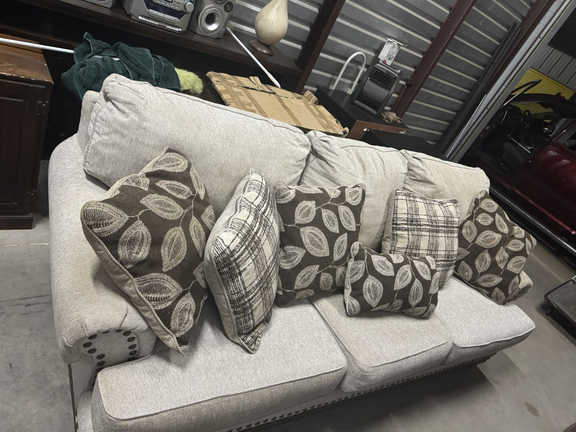 Ashley Brand 7 Couch And Oversized Chairs With Pillows 