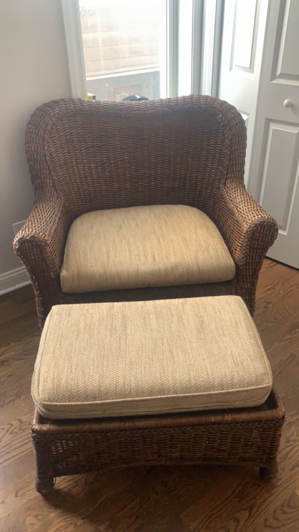 Wicker Chair and Ottoman Set