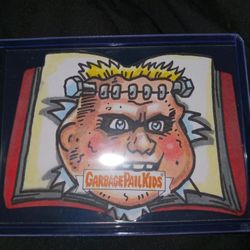 Garbage Pail Kids One of a kind 1 of 1 Hand drawn autographed face card by V.Moreno with Paint Bleed On Back (Make A Decent Offer)