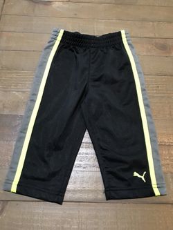 12m PUMA black/neon yellow/gray polyester pants - $4!!