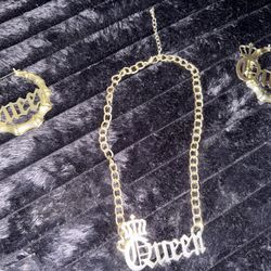 Queen Necklace And Earrings Set 