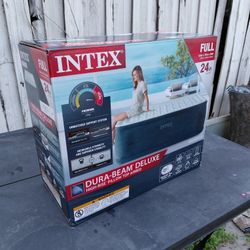Intex Dura-Beam Deluxe High-Rise Full Size Pillow Top Airbed - Brand New