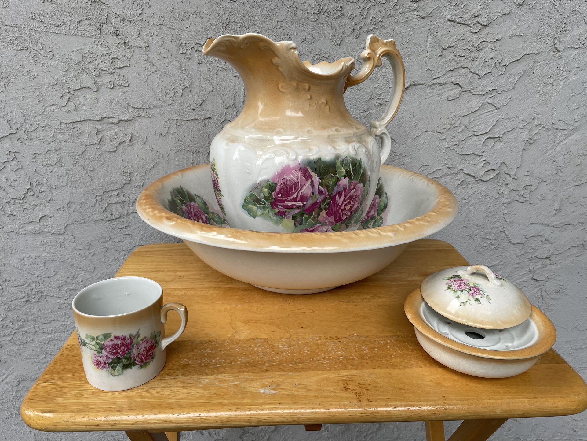 Vintage Pitcher And Wash Bowl Set