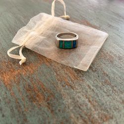 Sterling Silver turquoise opal ring 