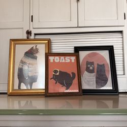 Cats Artwork Set Of 3 Prints with Frames 