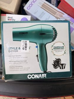 Conair Style & Shine Hair Dryer, New, Damaged Box, Sealed Inner Packaging