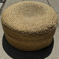CB2 Braided Natural Jute Pouf Ottoman 19”x12.75” (Silver Lake)